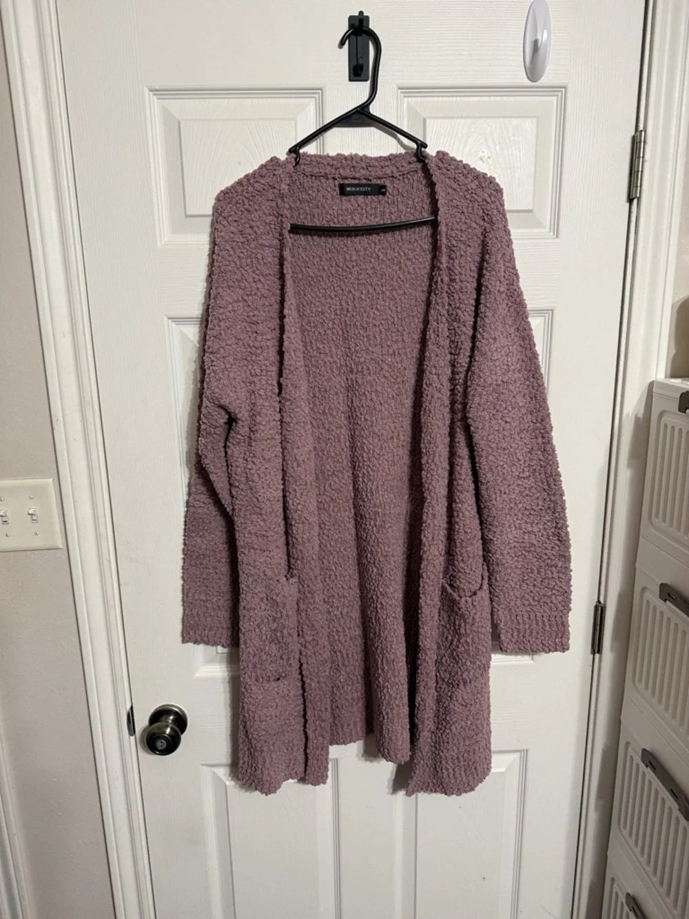 Who What Wear Dusty Mauve Plush Open-Front Cardigan - Picture 1 of 3